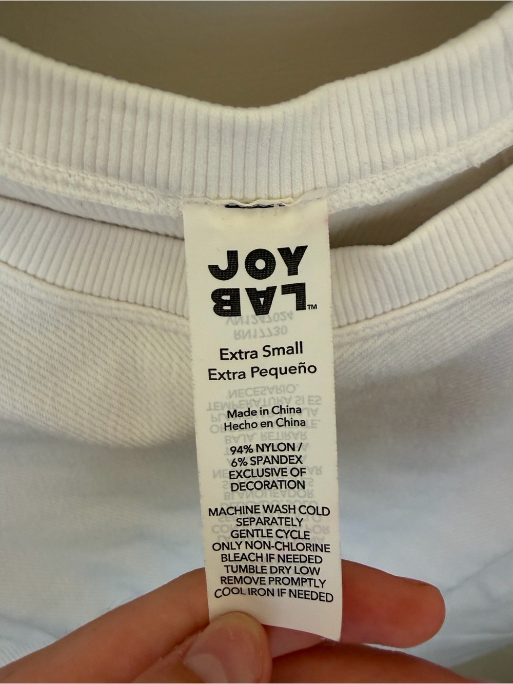 JoyLab White Ribbed Neck Cropped Tee - Picture 2 of 5